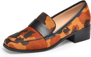 FSJ Women Classic Block Chunky Heel Loafers Suede Cow Pattern Casual Slip On Square Toe Fashion Comfort Pumps Shoes Size 4-15 US