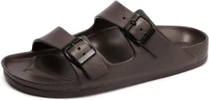 FUNKYMONKEY Women's Comfort Slides Double Buckle Adjustable Plastics Flat Sandals