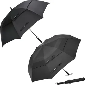 G4Free 62 Inch Automatic Open Golf Umbrella Extra Large Oversize Double Canopy Vented Windproof Waterproof Umbrella for Men Women (black)