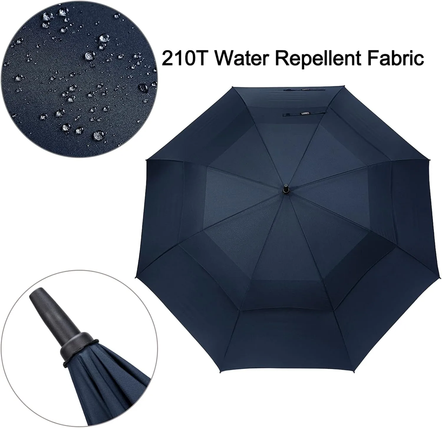 G4Free 72 Inch Huge Large Oversize Golf Umbrella Automatic Open Double Canopy Vented Windproof Stick Umbrella, 6 Ft Heavy Duty For Outdoor Doorman Family(Navy Blue)