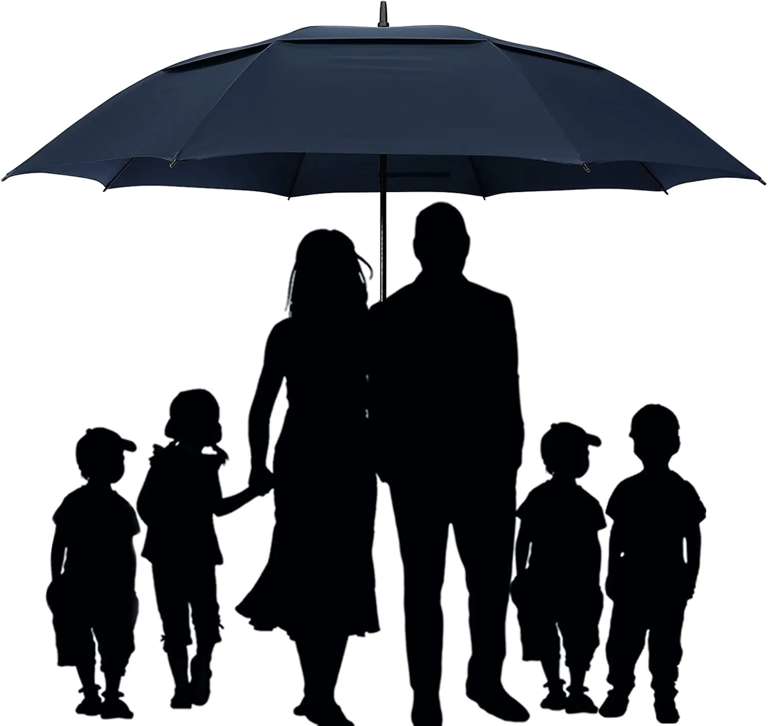 G4Free 72 Inch Huge Large Oversize Golf Umbrella Automatic Open Double Canopy Vented Windproof Stick Umbrella, 6 Ft Heavy Duty For Outdoor Doorman Family(Navy Blue)
