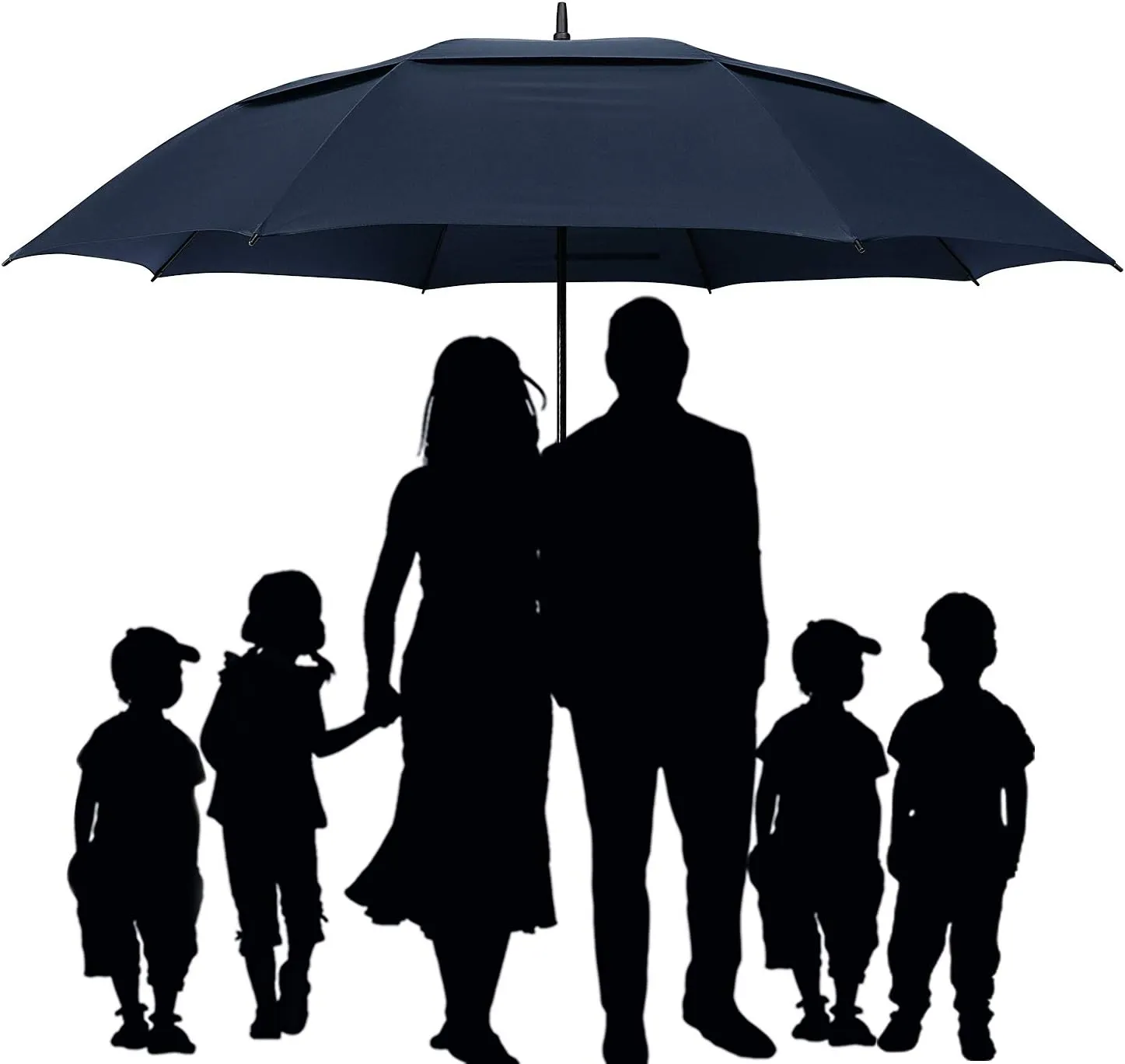 G4Free 72 Inch Huge Large Oversize Golf Umbrella Automatic Open Double Canopy Vented Windproof Stick Umbrella, 6 Ft Heavy Duty For Outdoor Doorman Family(Navy Blue)