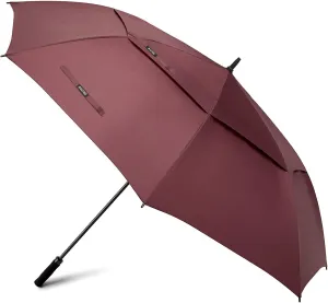 G4Free 72 Inch Huge Large Oversize Golf Umbrella Automatic Open Double Canopy Vented Windproof Stick Umbrella, 6 Ft Heavy Duty For Outdoor Doorman Family(Wine Red)