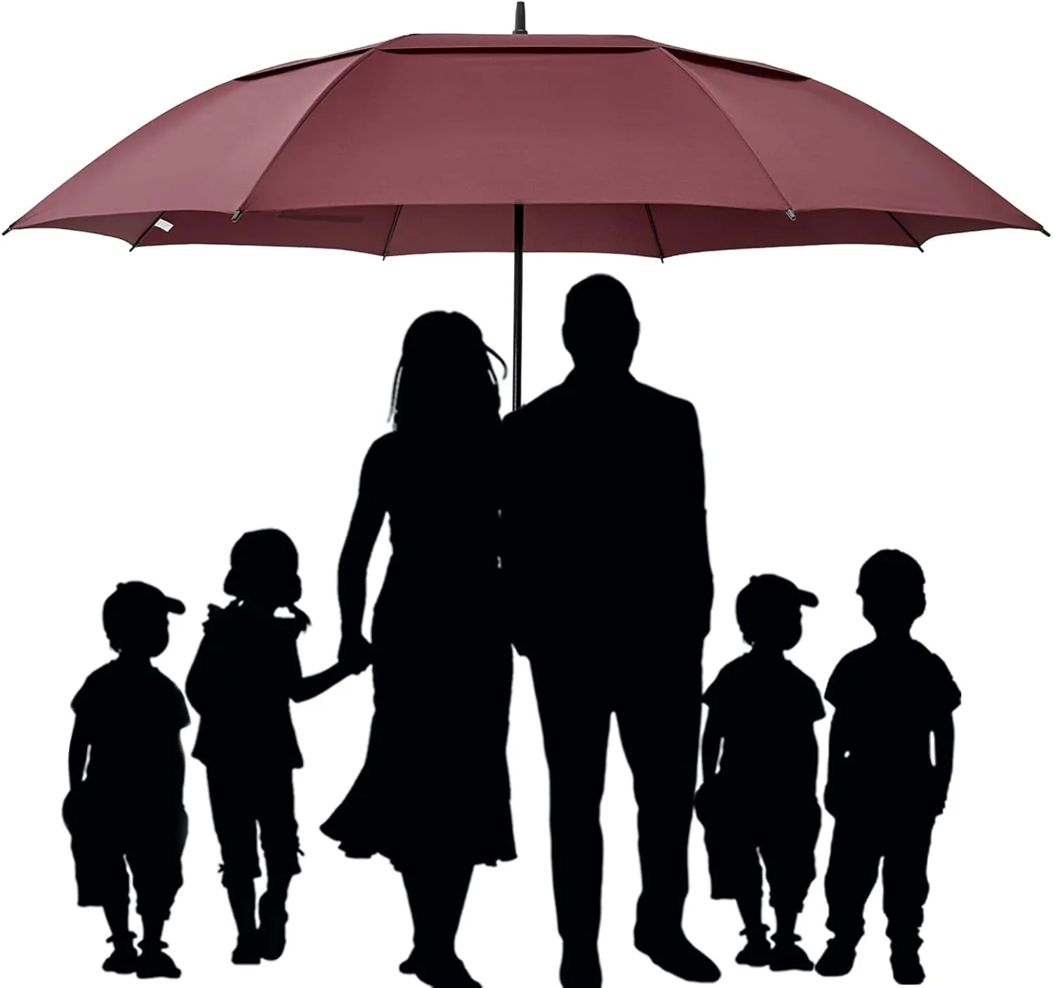 G4Free 72 Inch Huge Large Oversize Golf Umbrella Automatic Open Double Canopy Vented Windproof Stick Umbrella, 6 Ft Heavy Duty For Outdoor Doorman Family(Wine Red)