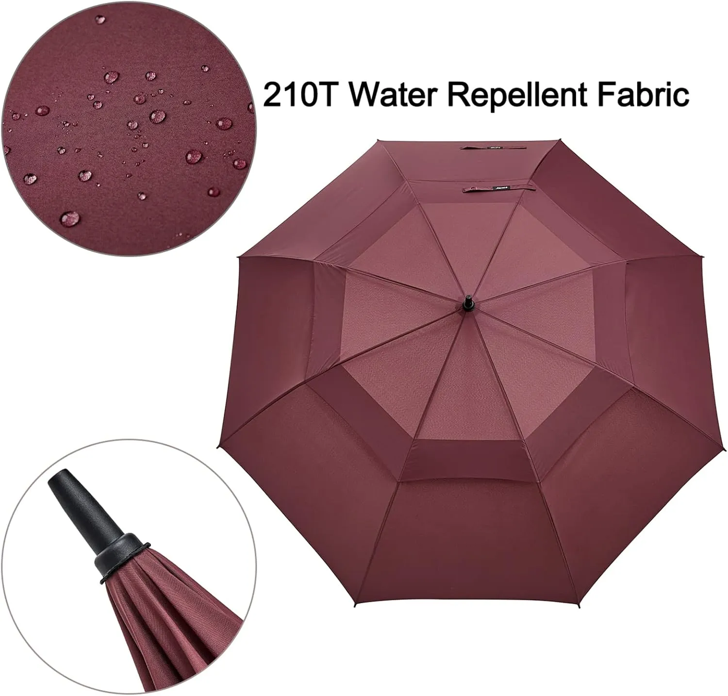 G4Free 72 Inch Huge Large Oversize Golf Umbrella Automatic Open Double Canopy Vented Windproof Stick Umbrella, 6 Ft Heavy Duty For Outdoor Doorman Family(Wine Red)