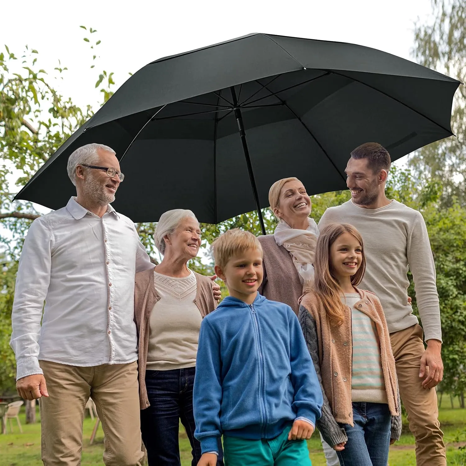 G4Free 80 Inch Huge Large Oversize Golf Umbrella Double Canopy Vented Windproof Stick Umbrellas, 6.6 Ft Heavy Duty for Outdoor Doorman Family