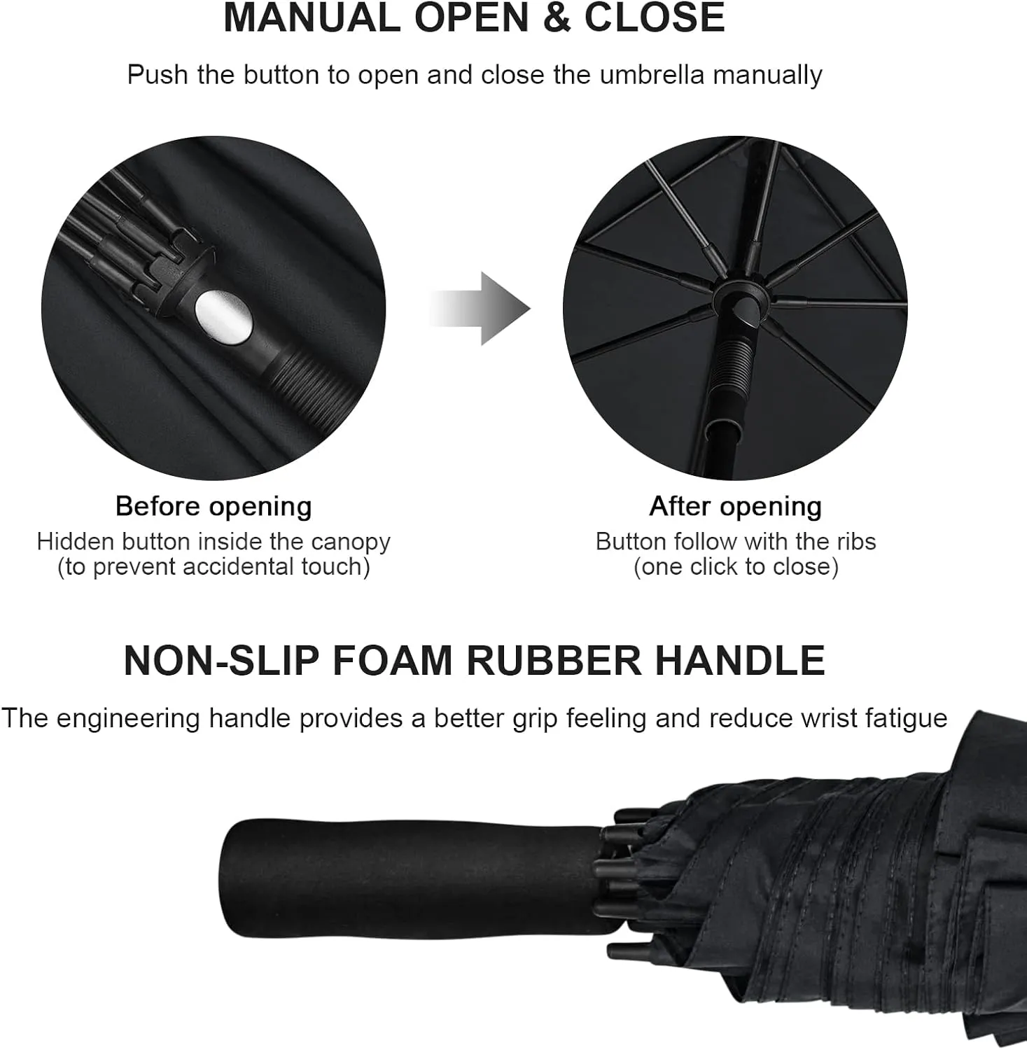 G4Free 80 Inch Huge Large Oversize Golf Umbrella Double Canopy Vented Windproof Stick Umbrellas, 6.6 Ft Heavy Duty for Outdoor Doorman Family