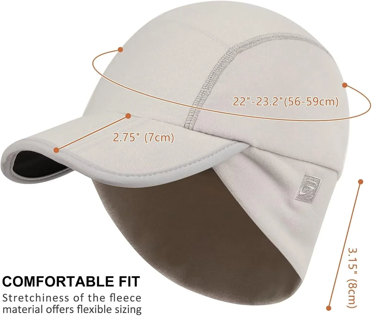 GADIEMKENSD Fleece Ball Cap with Drop Down Ear Warmer, Foldable Brim, Reflective Winter Run Hat Unisex
