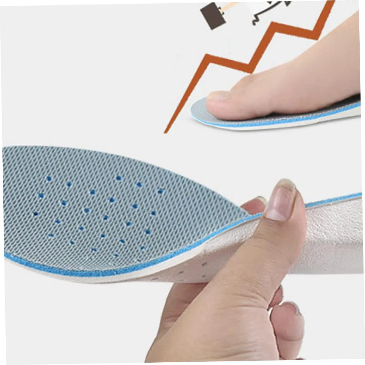GALPADA 1 Pair Inner Height Increasing Insole Men Hey Insoles Pads Absorb Sweat Innersole Feet Sport Insole for Increase High Shoe Cushions Knitted Fabric