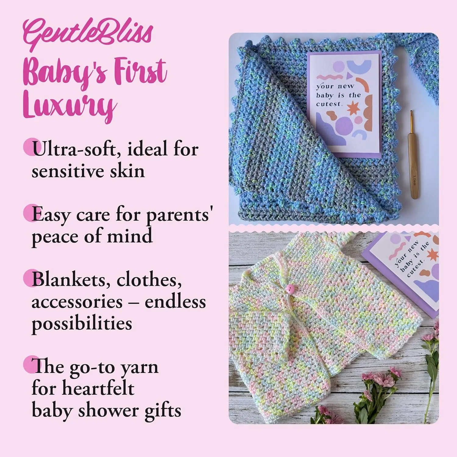 GentleBliss Soft Baby Yarn for Crocheting, 8 Skeins, 880Yds/400G, Free Patterns - Acrylic Baby Blanket Yarn for Knitting - Light Worsted 3 DK Weight - Blue Forest
