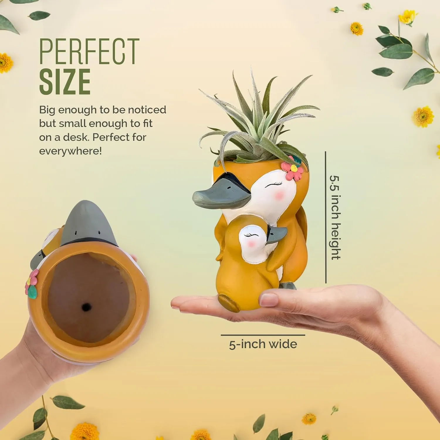 GFF Grass Flip Flops Animals Planters Platypus Mama 5 Inch Plant Pots for Succulents Flowers Herbs Houseplants - Indoor Outdoor Live Plants Stand Garden Home Office Kitchen Decorb
