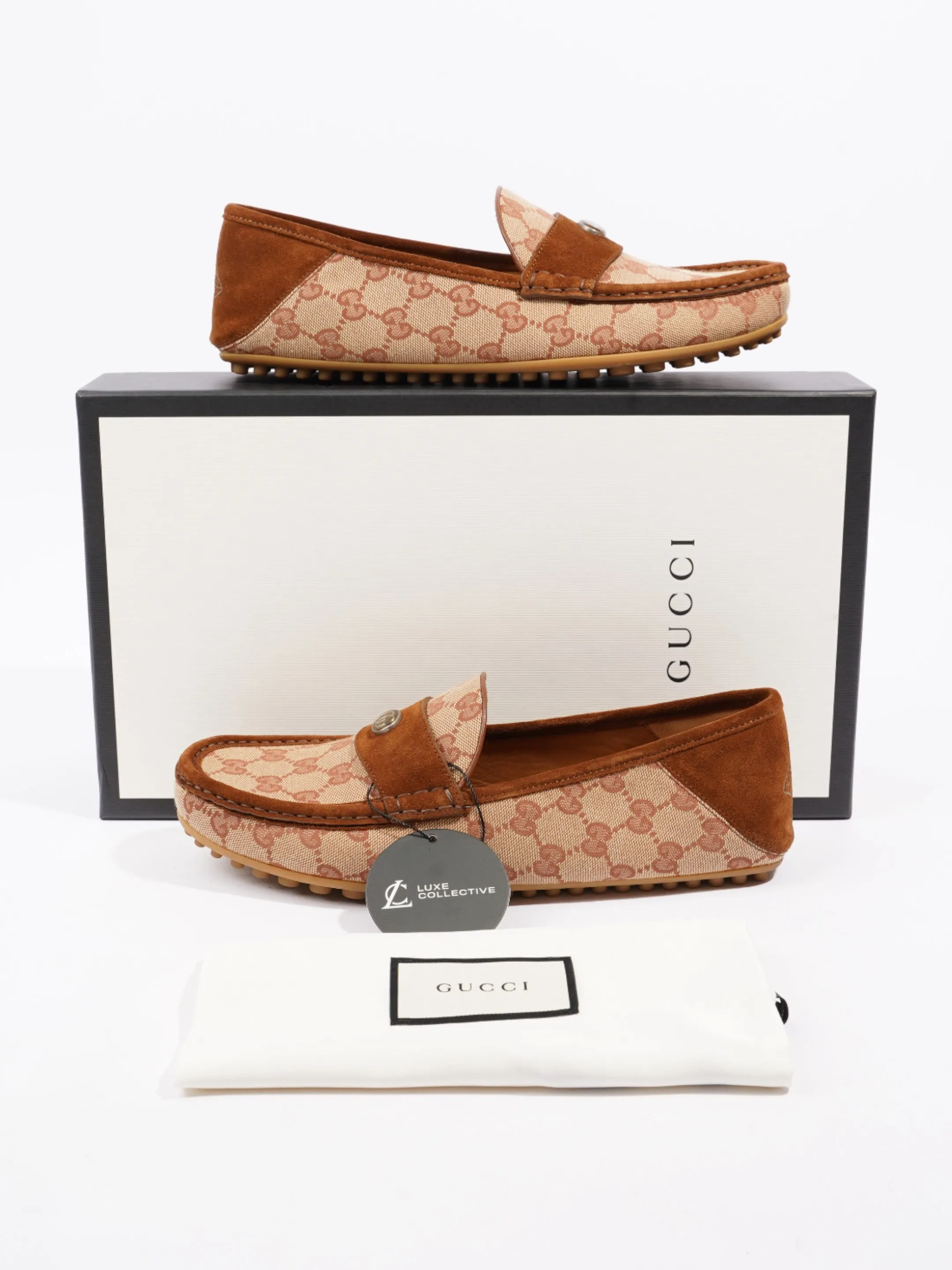 GG Canvas Loafers Beige / Brown Canvas EU 42 UK 8