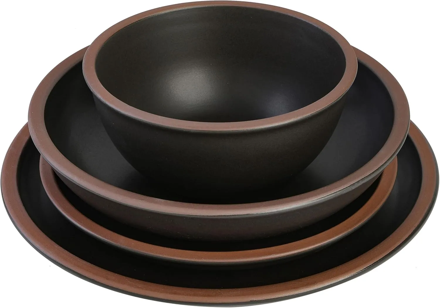 Gibson Elite Lagos Coupe Dinnerware Set, Service for 4 (16pcs), Black
