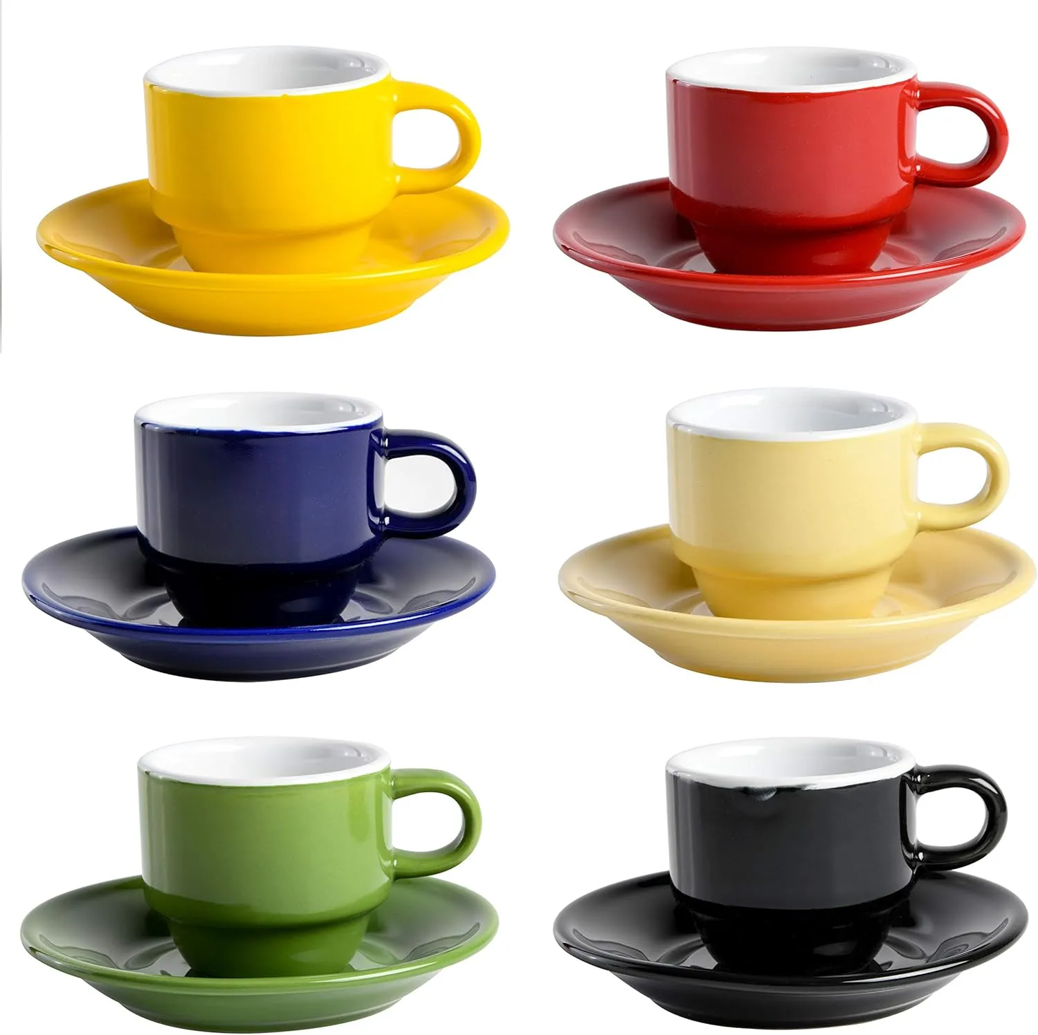 Gibson Home Porcelain Sensations Stackable Espresso Saucer Set, 13PC Cups Stand, Assorted