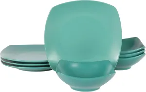 Gibson Home Zen Buffet Matte Porcelain 8 Piece Chip and Scratch Resistant Plates and Bowls Dinnerware Set - Green, Service for 4 (8pcs)