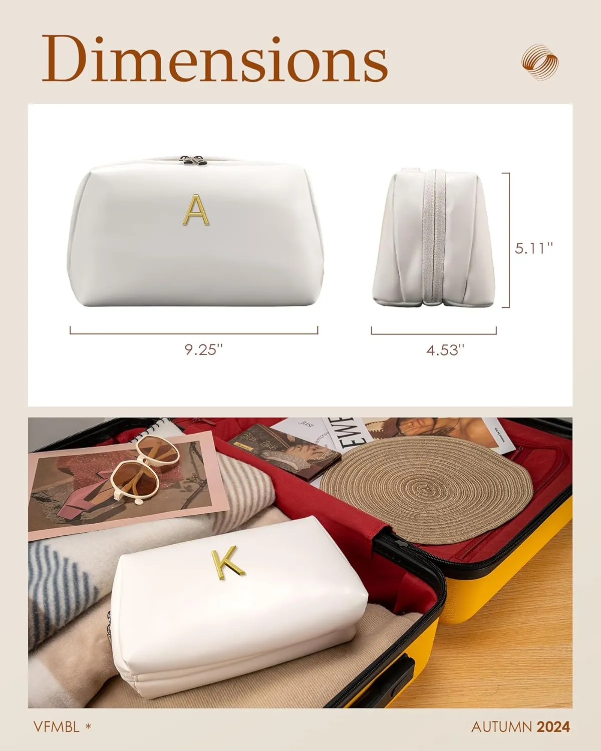 Gifts for 15 16 17 18 19 20 21st Year Old Girls, Makeup Bag with Initial Letter, Personalized Birthday Gifts, Graduation Gifts for Teen Girls, Going Off to College Gifts, Congratulation Gifts