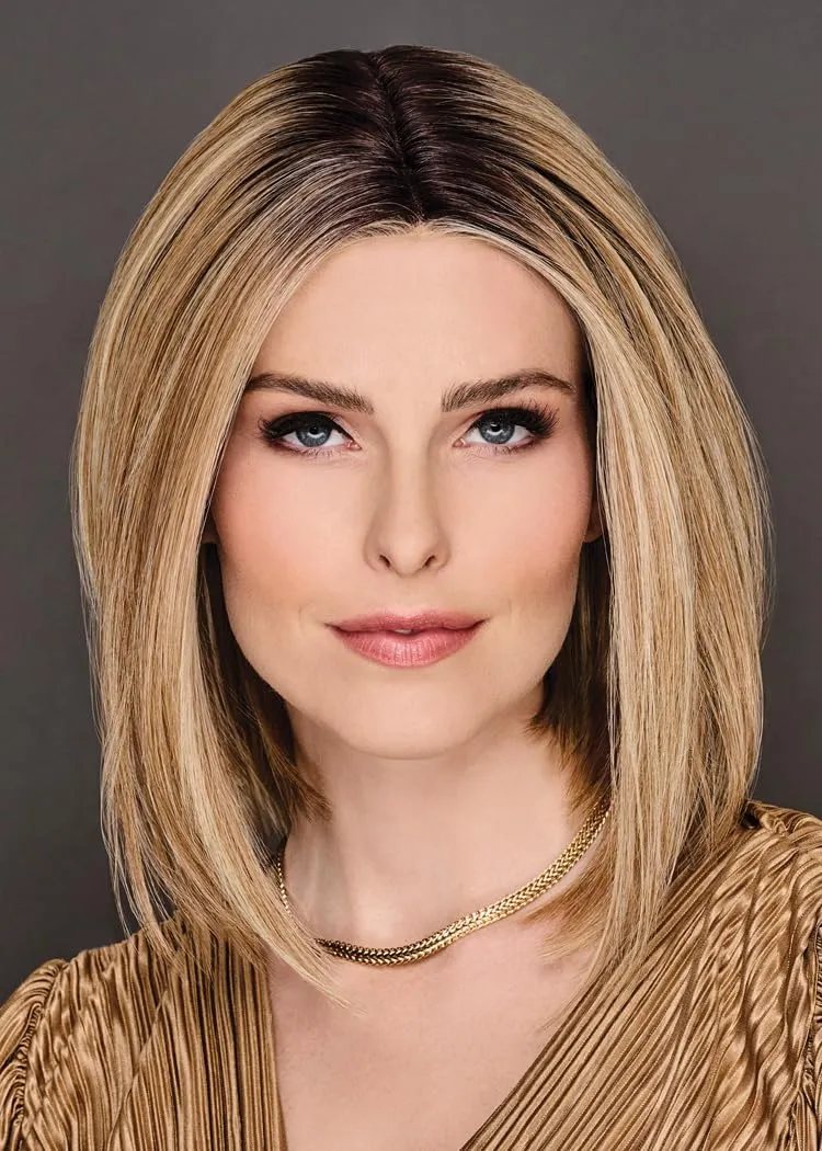 Glam Era Shoulder-Length Bob Wig, Sleek and Trendy With Center Part, Average Cap - GF1-2 Double Espresso