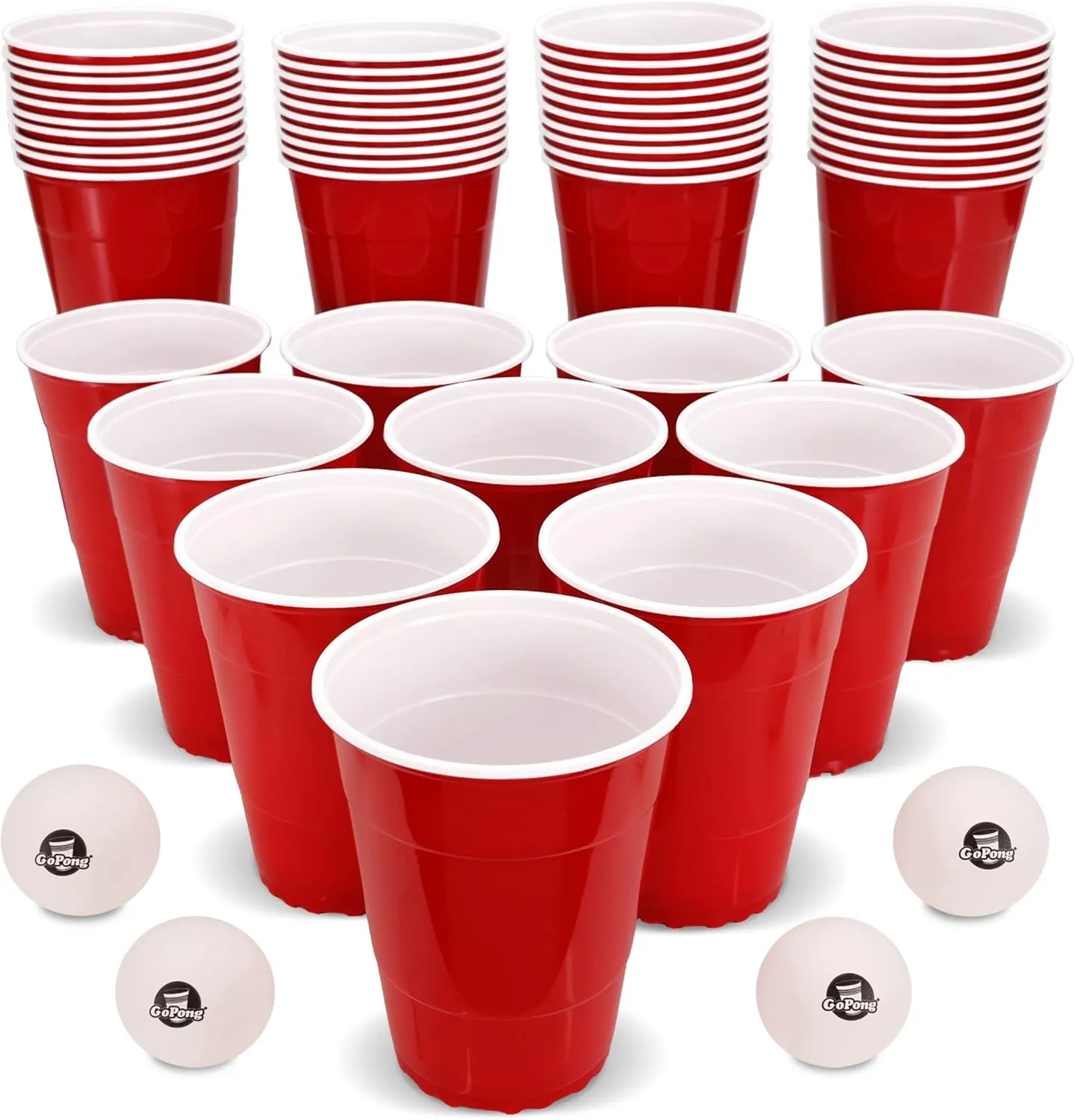 GoBig 36oz Giant Red Party Cups 50 PACK - Holds Twice as Much as Standard Party Cups, Includes 4 XL Pong Balls