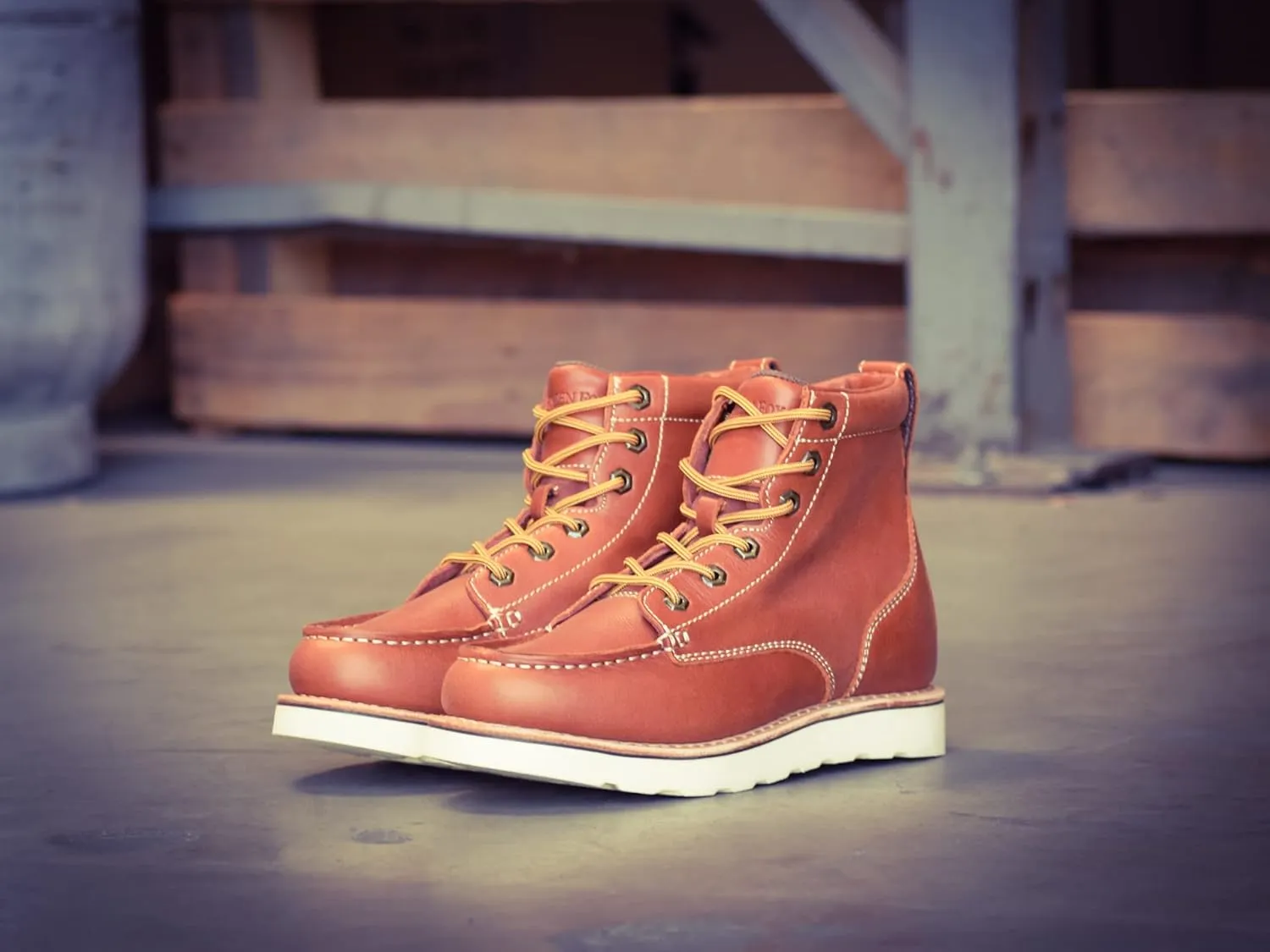 Golden Fox Work Boots 6" Men's Moc Toe Wedge Comfortable Boot for Construction