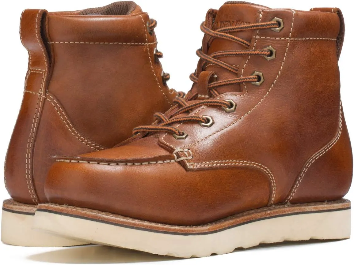 Golden Fox Work Boots 6" Men's Moc Toe Wedge Comfortable Boot for Construction