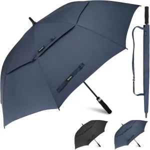 Gonex 54/62/68/72/80 Inch Extra Large Golf Umbrella, Automatic Open Travel Rain Umbrella with Windproof Water Resistant Double Canopy, Oversize Vented Umbrellas for 2-3 Men and UV Protection, Multiple Colors