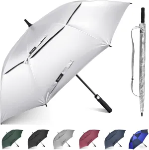 Gonex 54/62/68/72/80 Inch Extra Large Golf Umbrella, Automatic Open Travel Rain Umbrella with Windproof Water Resistant Double Canopy, Oversize Vented Umbrellas for 2-3 Men and UV Protection, Multiple Colors