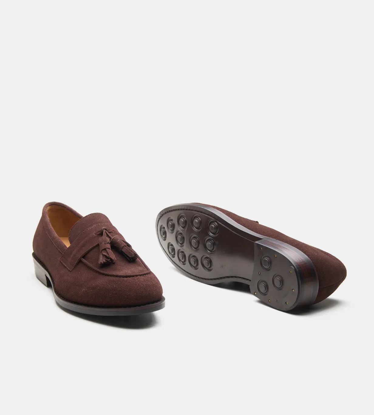 Goodyear Welted Brown Suede Tassel Loafers