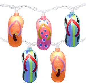 GOOTHY 8.5Ft Tropical Beach Themed Decorations Slipper String Lights with 10 Colorful Flip Flop, Outdoor Beach Flip Flop String Lights for Summer Camp Tent Wedding Holiday Party Garden Bedroom Decor
