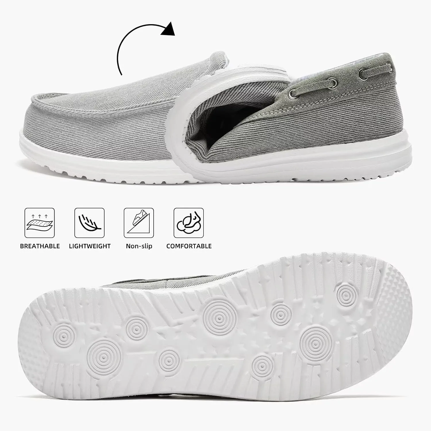 GQQ Mens Slip-on Loafers Casual Shoes - Mens Boat Shoes Comfortable Lightweight Canvas Walking Shoes