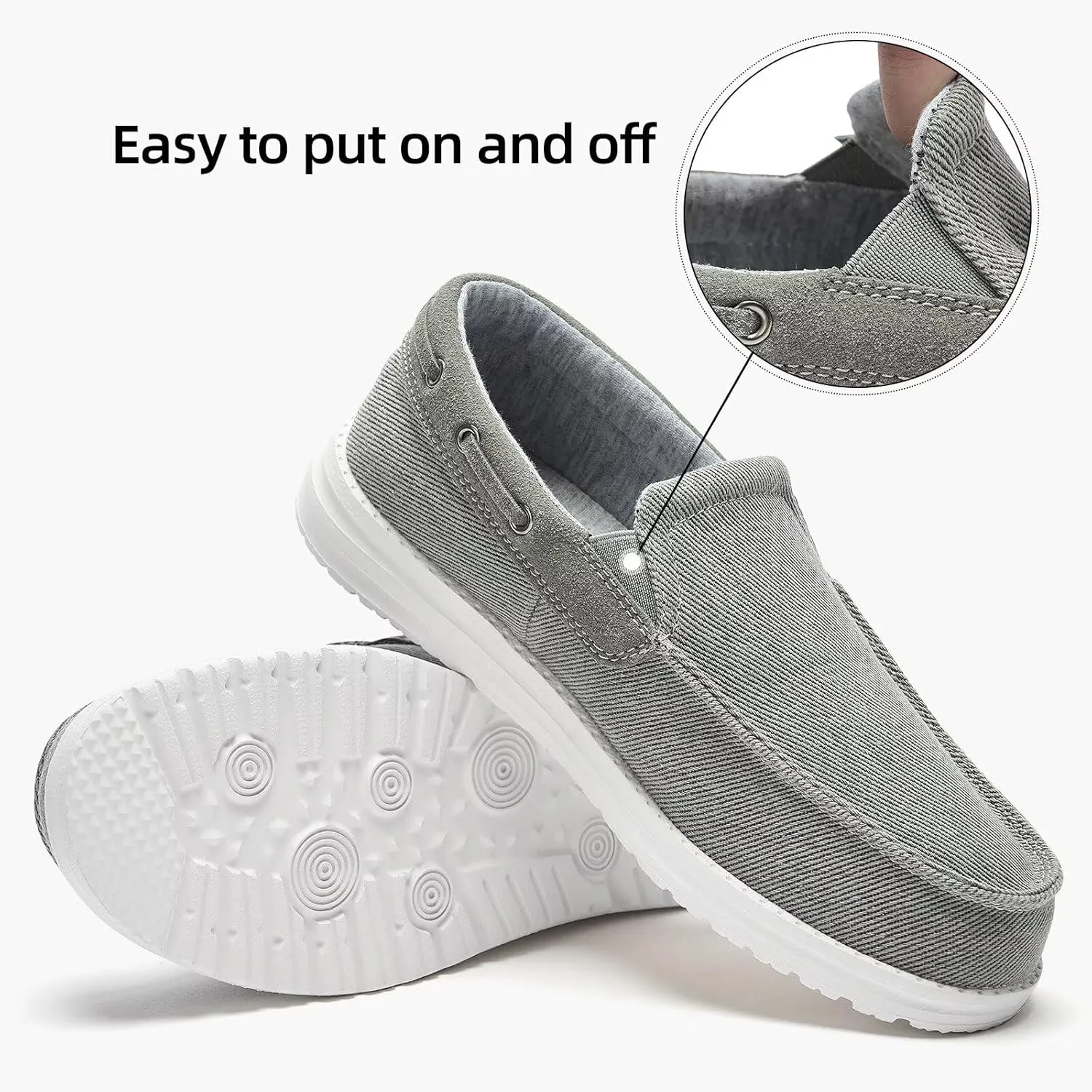 GQQ Mens Slip-on Loafers Casual Shoes - Mens Boat Shoes Comfortable Lightweight Canvas Walking Shoes