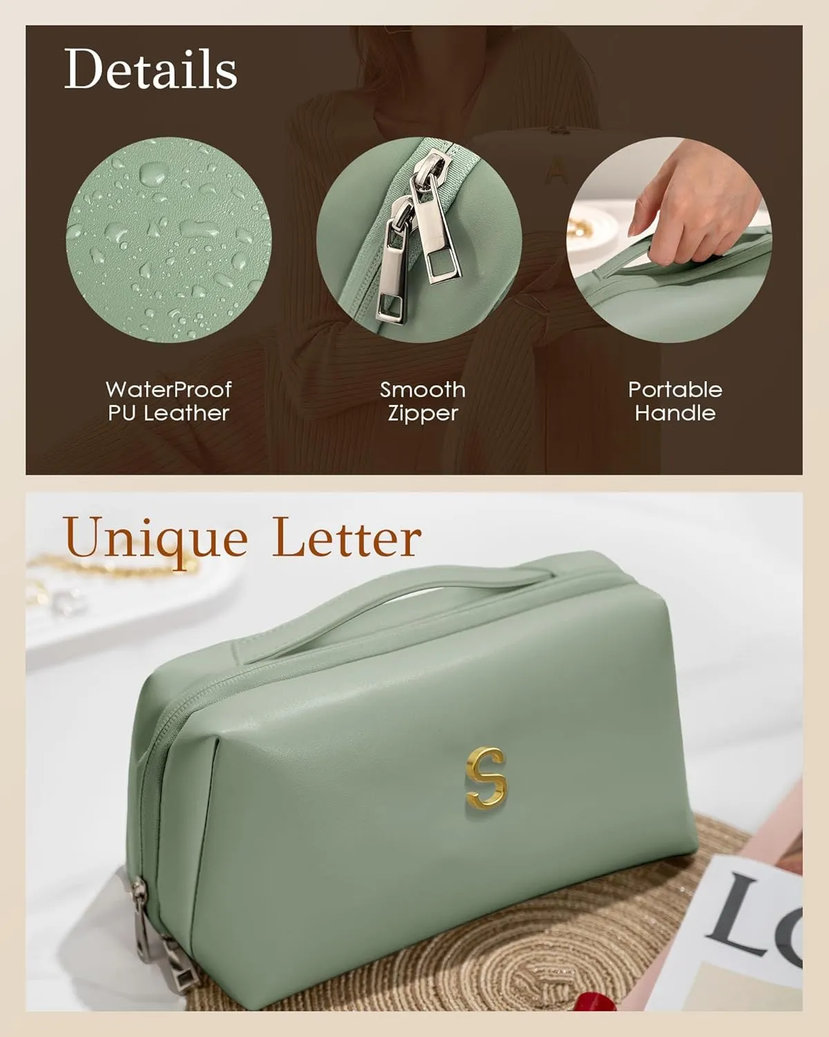 Graduation Gifts for Teen Girls Women, Letter Makeup Bag, Personalized Friends Gifts, Gifts for 15 16 17 18 19 20 21st Year Old Girls, Going Off to College Gifts for Daughter Granddaughter