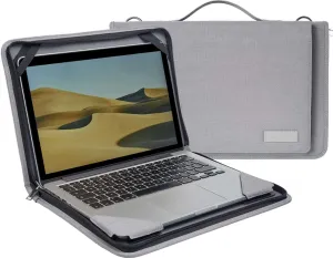 Grey Leather Laptop Messenger Case - Compatible with HP Stream 14s-dq0509sa 14" Laptop
