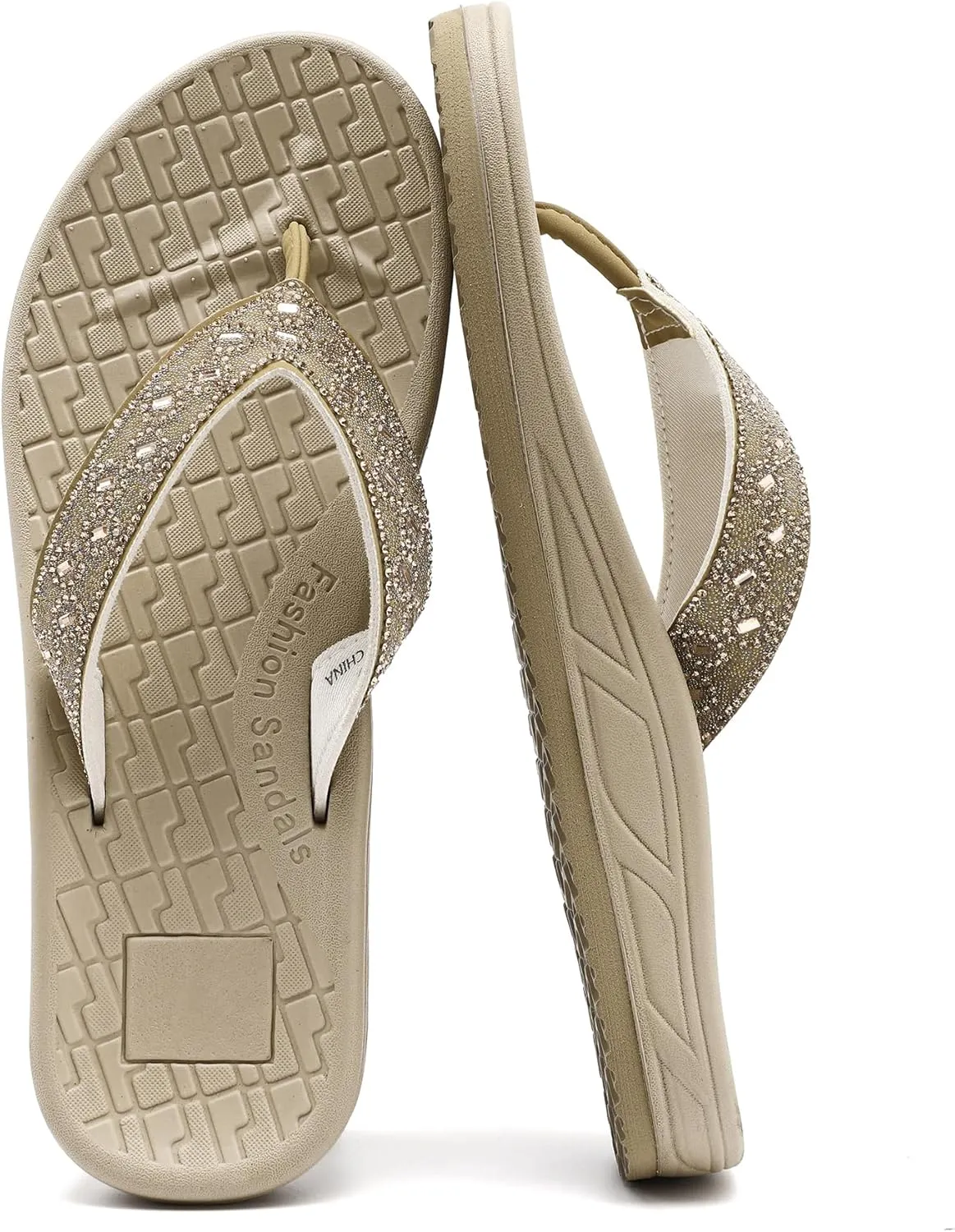 Guyarns Flip Flops Arch Support for Women,Womens Flip Flops with Rhinestone Summer Beach Comfy Thick Slides Sandals