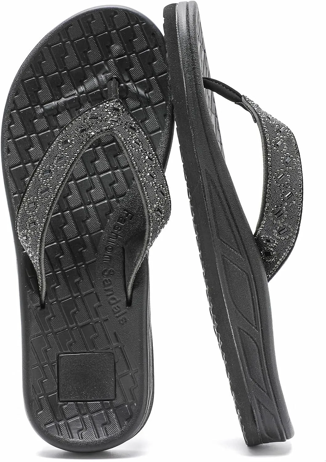 Guyarns Flip Flops Arch Support for Women,Womens Flip Flops with Rhinestone Summer Beach Comfy Thick Slides Sandals