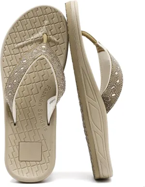 Guyarns Flip Flops Arch Support for Women,Womens Flip Flops with Rhinestone Summer Beach Comfy Thick Slides Sandals