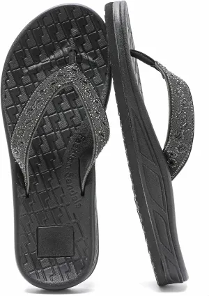 Guyarns Flip Flops Arch Support for Women,Womens Flip Flops with Rhinestone Summer Beach Comfy Thick Slides Sandals