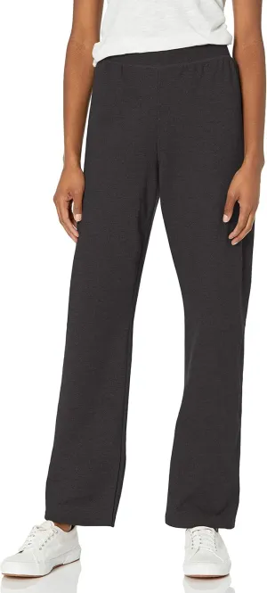 Hanes Women's Open Leg Sweatpants, EcoSmart Fleece Sweats, Regular & Petite, Ebony, Medium