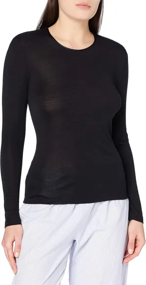 HANRO Women's Woolen Silk W Long Sleeve Shirt 71409, Black