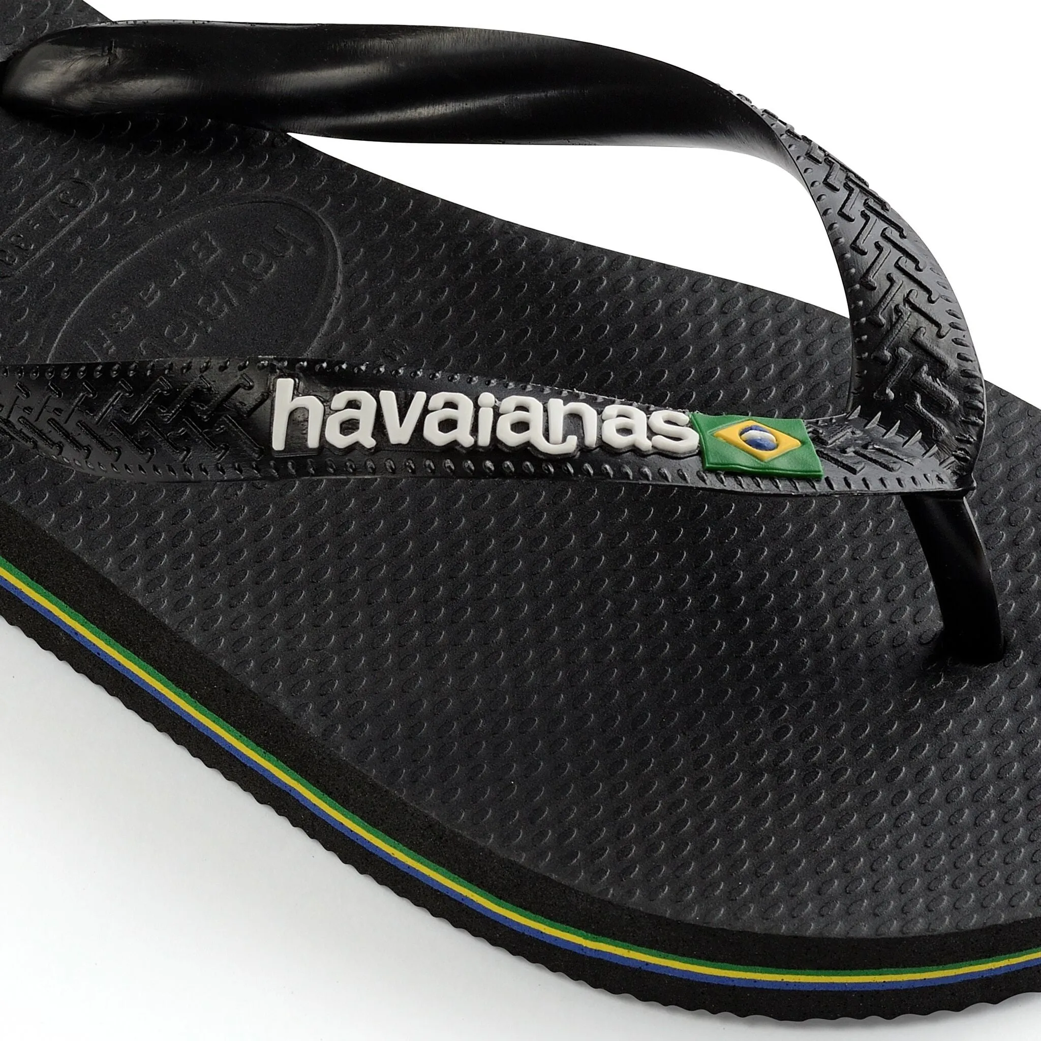 Havaianas Brasil Logo Mens Flip Flops - Black/Black