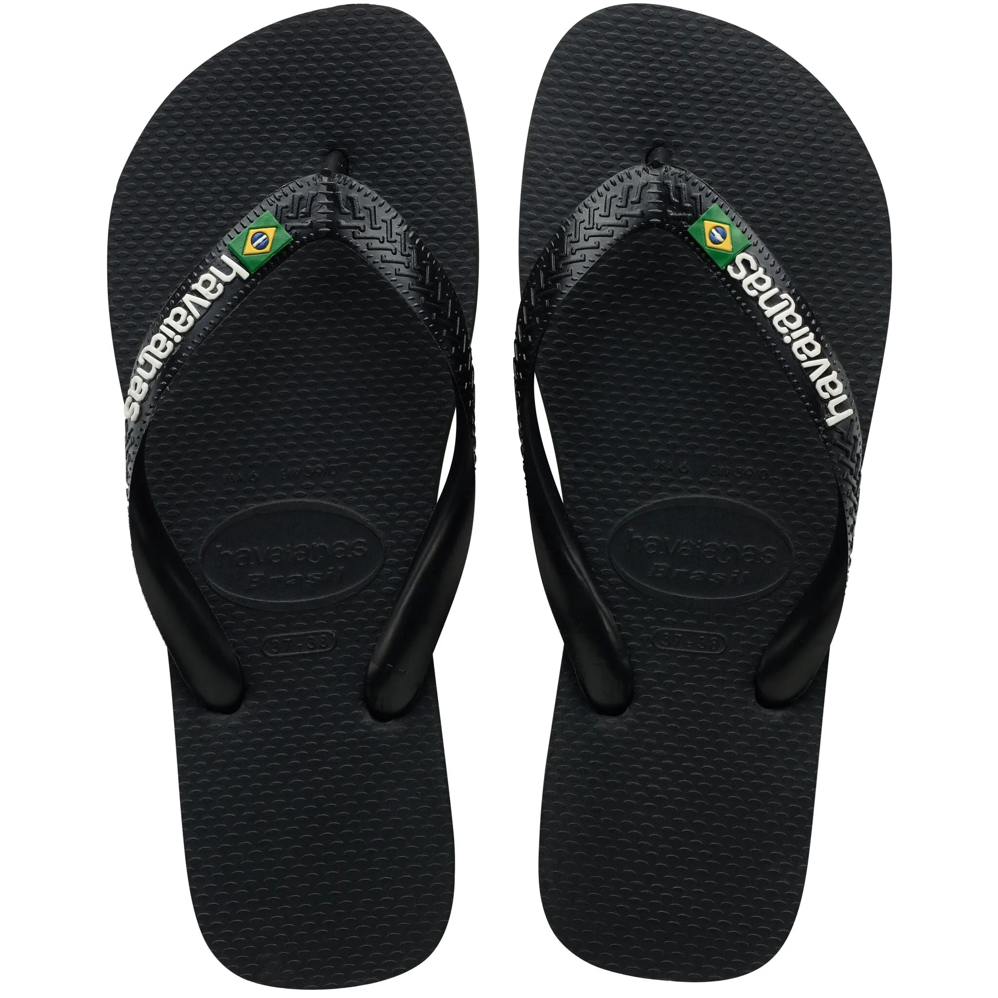 Havaianas Brasil Logo Mens Flip Flops - Black/Black