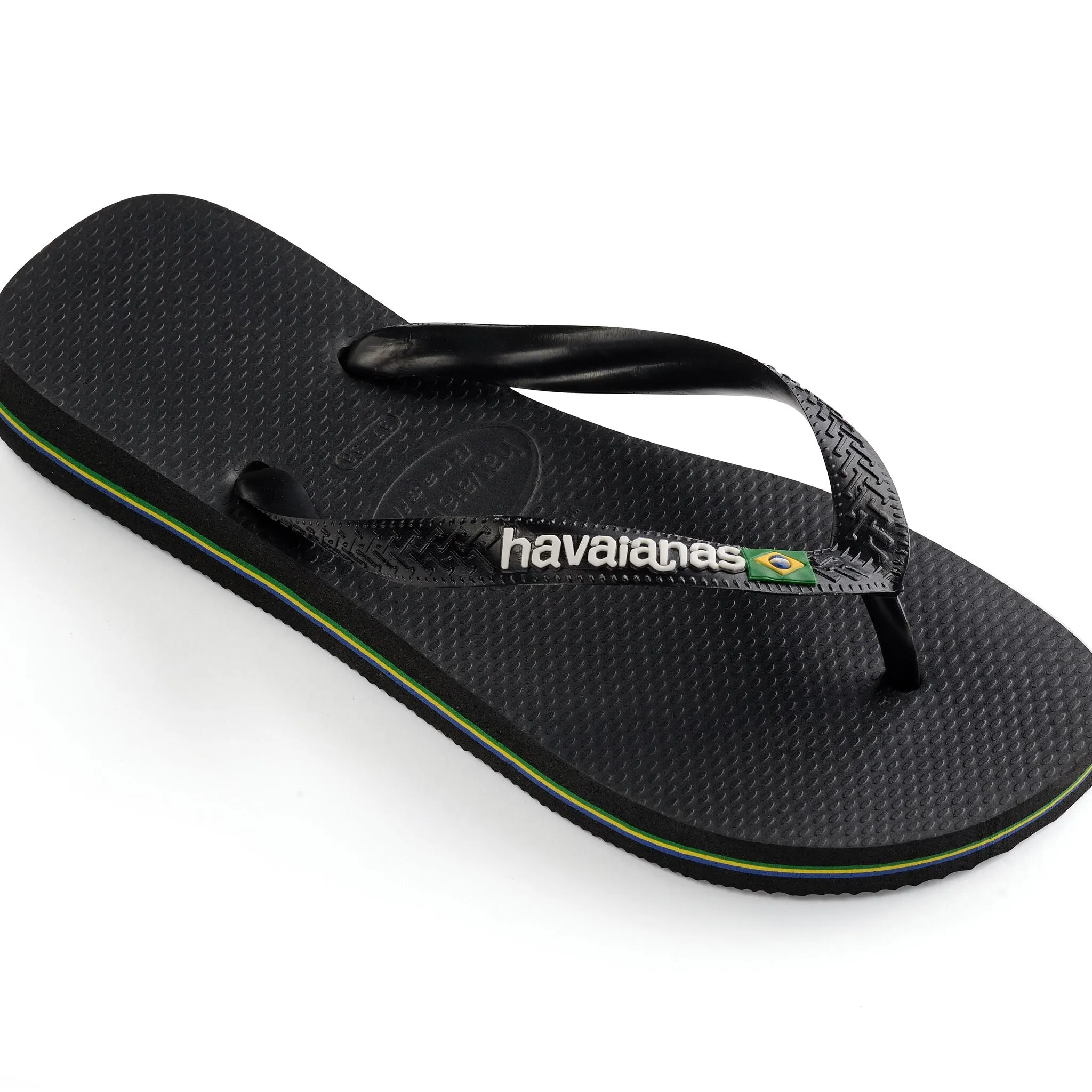 Havaianas Brasil Logo Mens Flip Flops - Black/Black