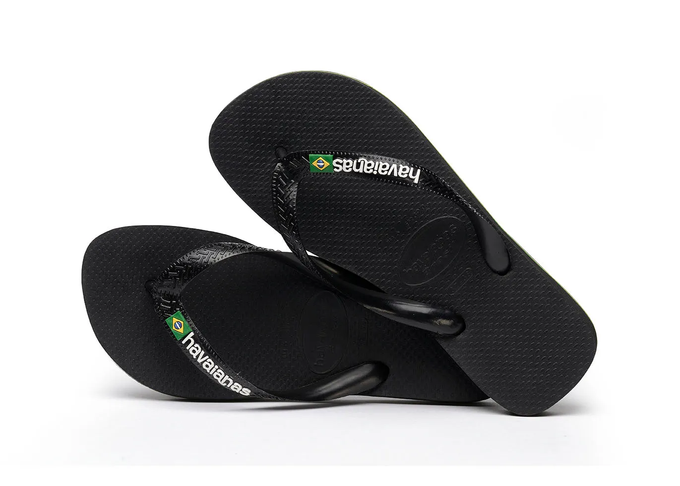 Havaianas Brasil Logo Mens Flip Flops - Black/Black