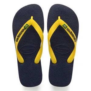Havaianas Brasil Logo Mens Flip Flops - Navy Citrus Yellow