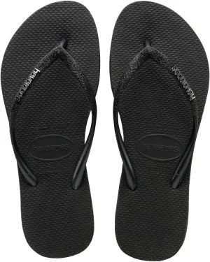 havaianas Women Slim Sparkle me Flip Flops - Spring and Summer Pool Sandals for Women - Black, 9/10W
