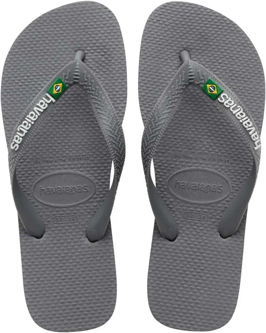 havaianas Women's Brazil Logo Flip flops - Spring and Summer Sandals for Women - Steel Grey, 11/12W - 9/10M