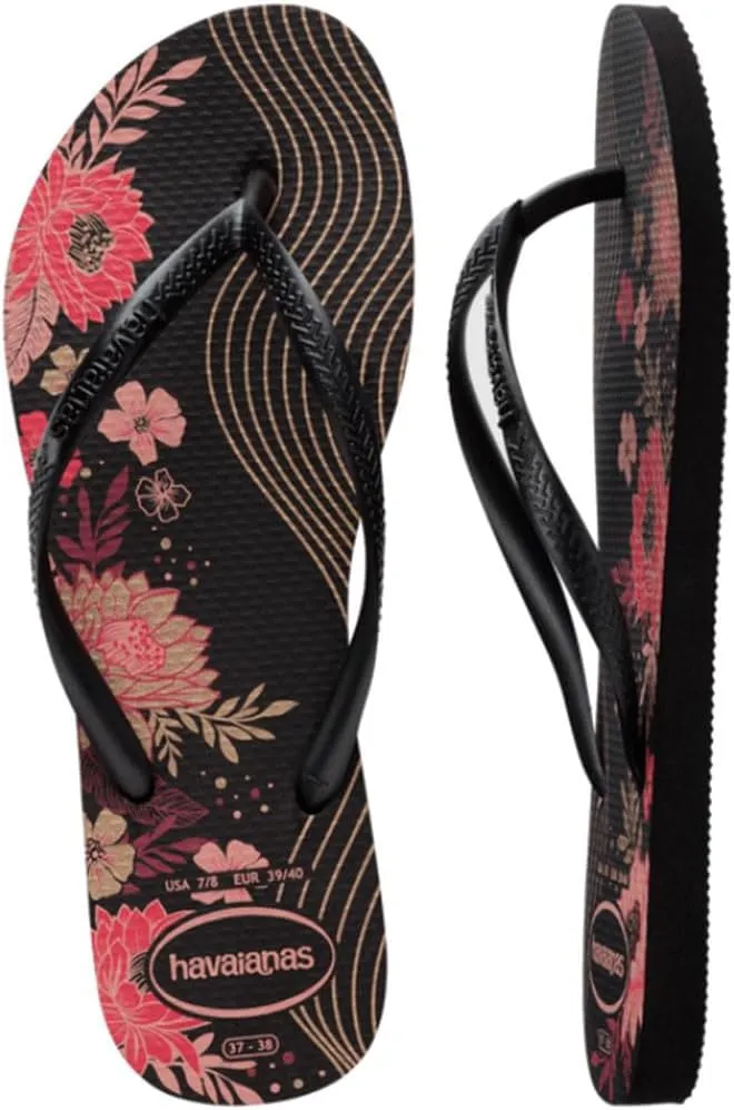 Havaianas Women's Slim Organic Flip Flop Sandals, Floral Design