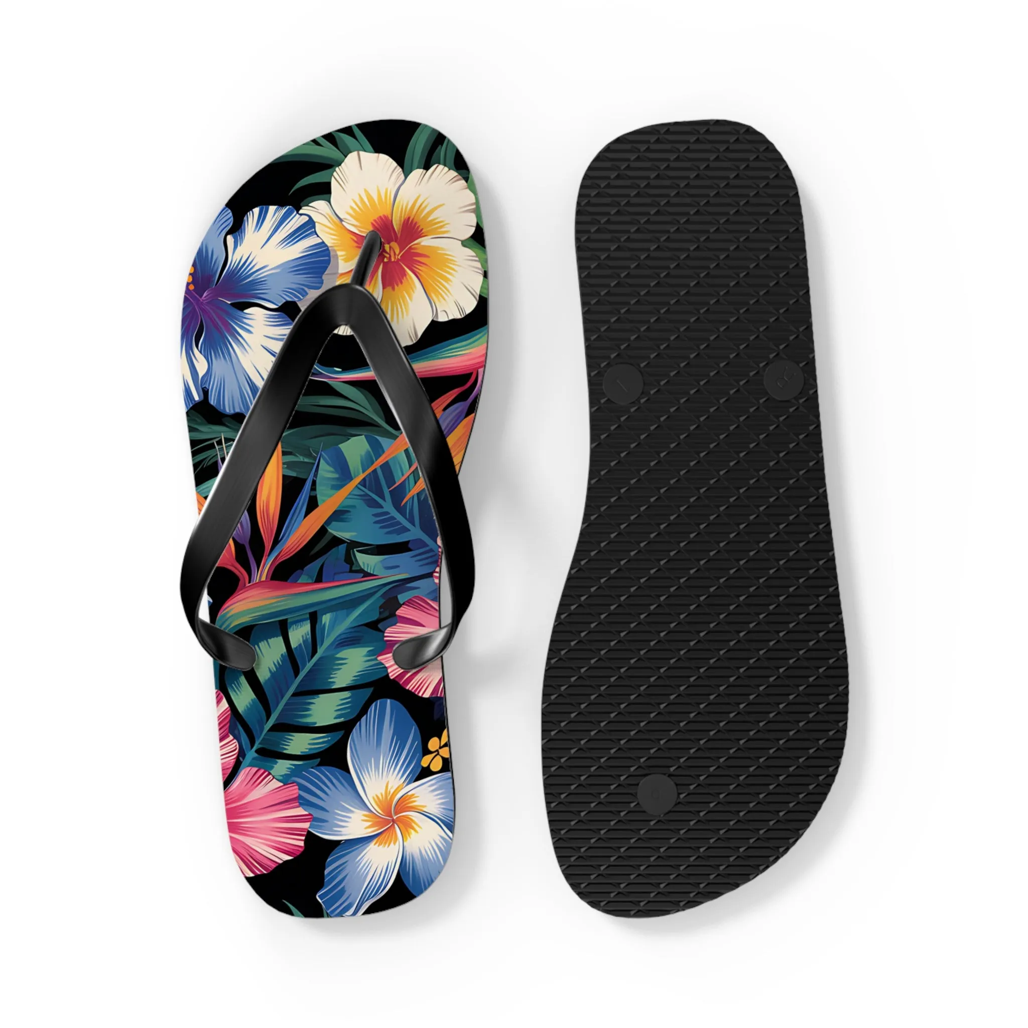 Hawaiian Floral Flip Flops - Summer Beach Footwear