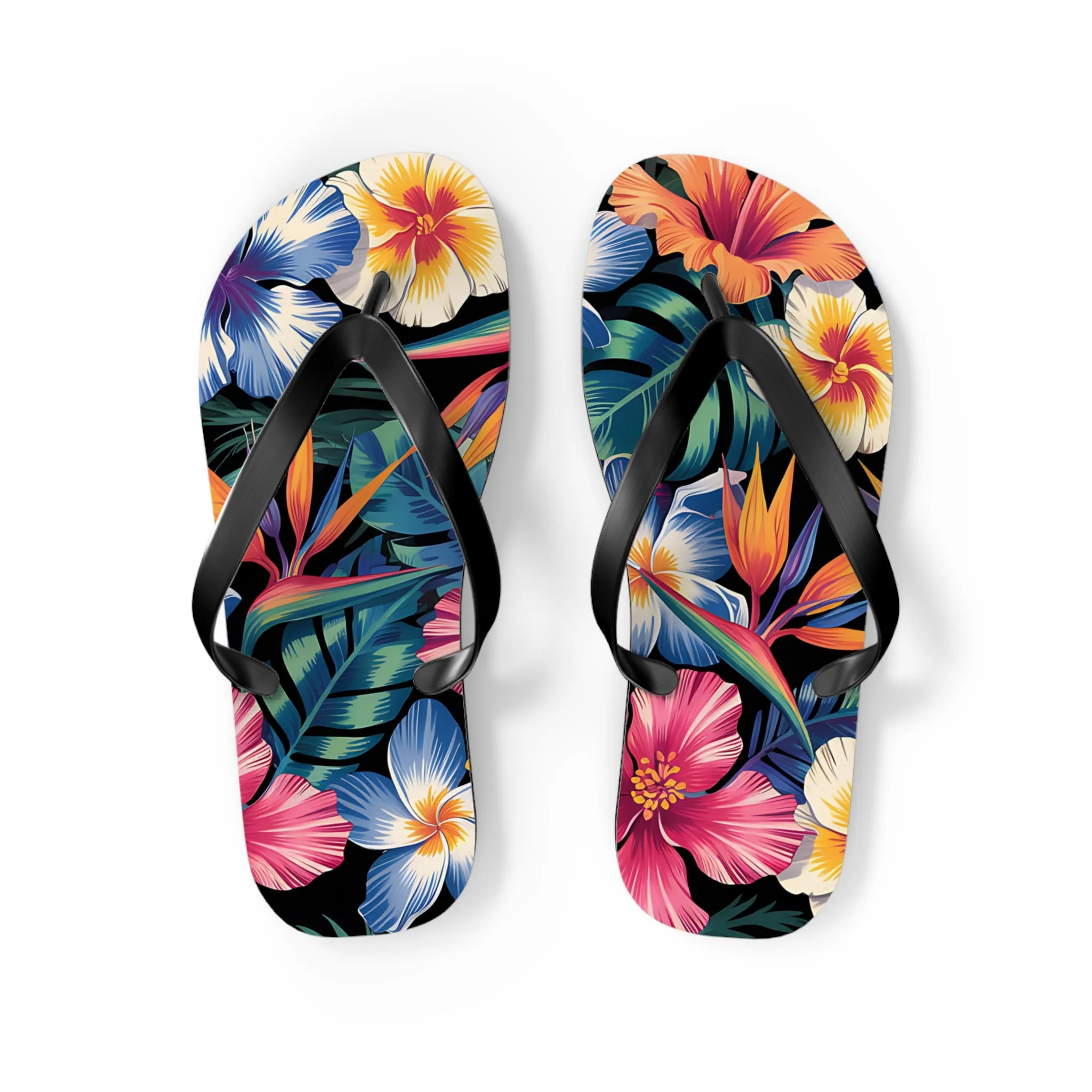 Hawaiian Floral Flip Flops - Summer Beach Footwear