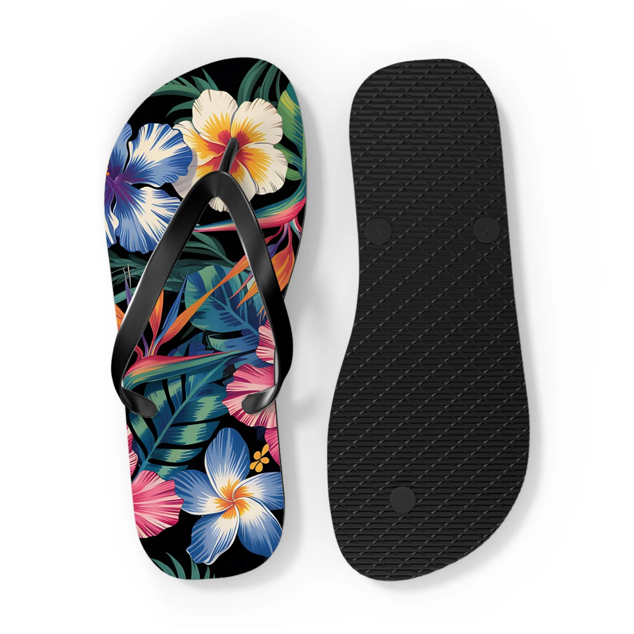 Hawaiian Floral Flip Flops - Summer Beach Footwear