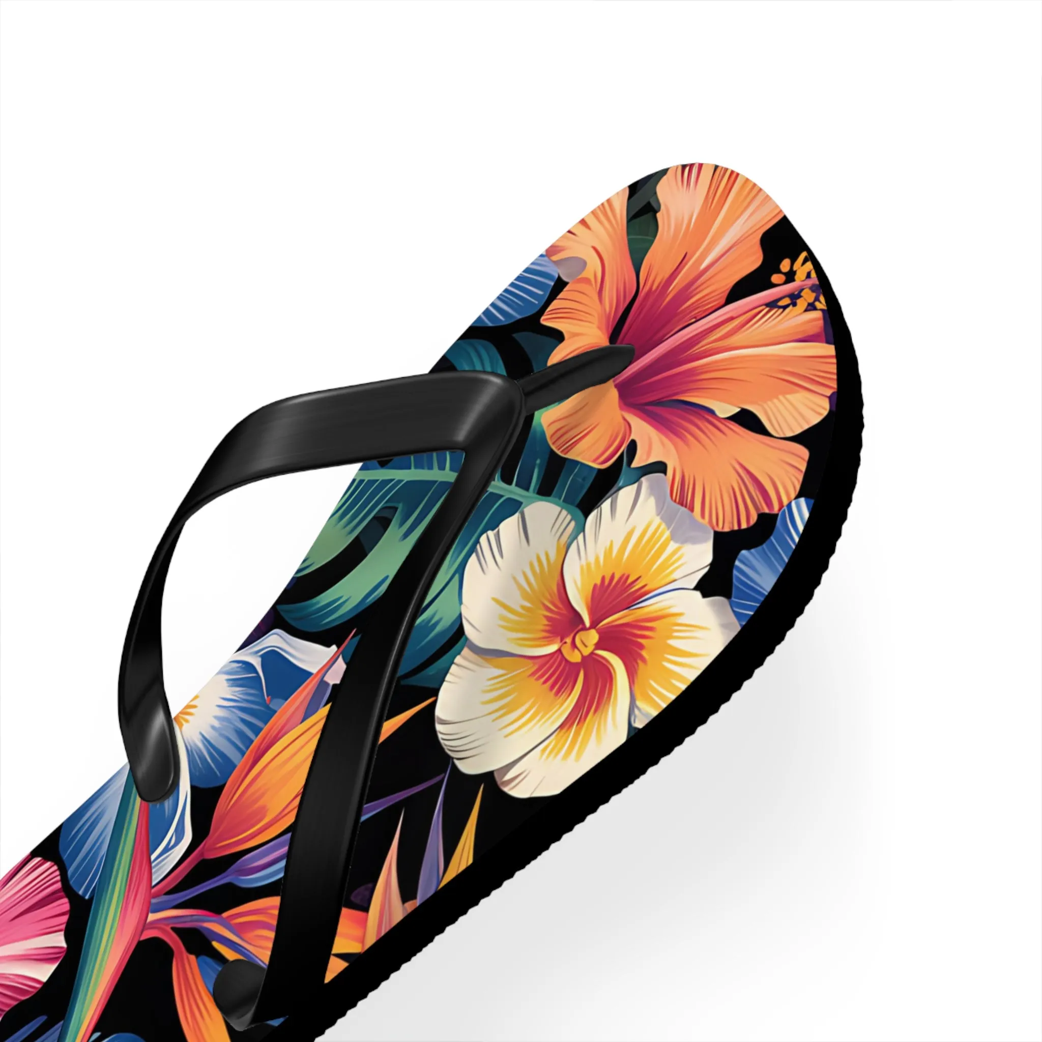 Hawaiian Floral Flip Flops - Summer Beach Footwear